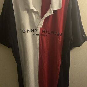 Tommy Hilfiger Men's Red, White, and Black Polo